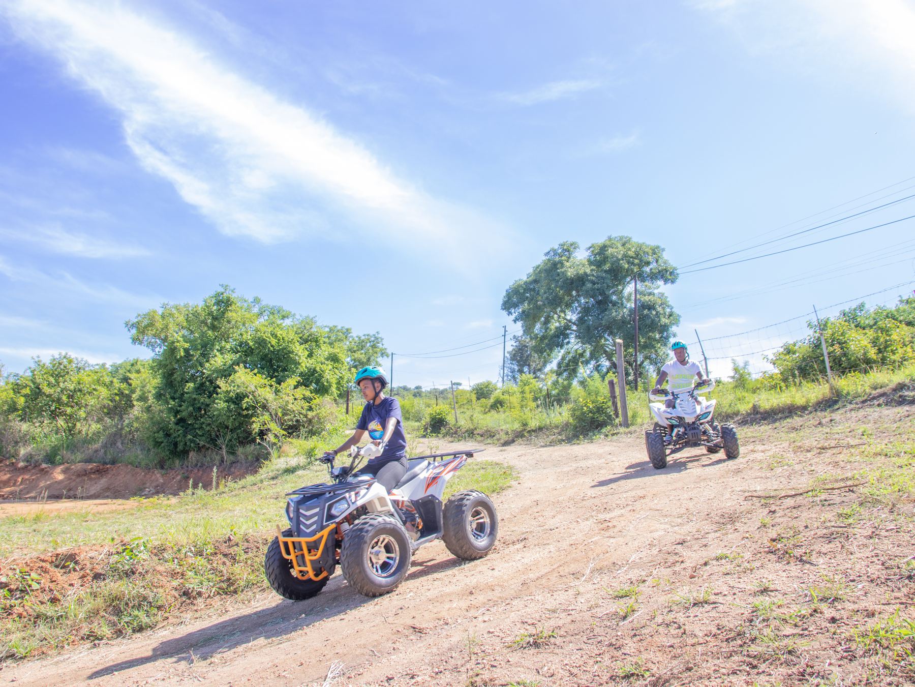 Quad biking on a dirt track
